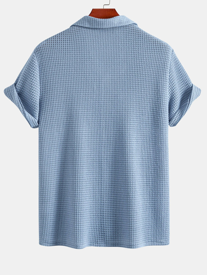 Camicia e Pantaloni Corti Cubani con Texture a Waffle