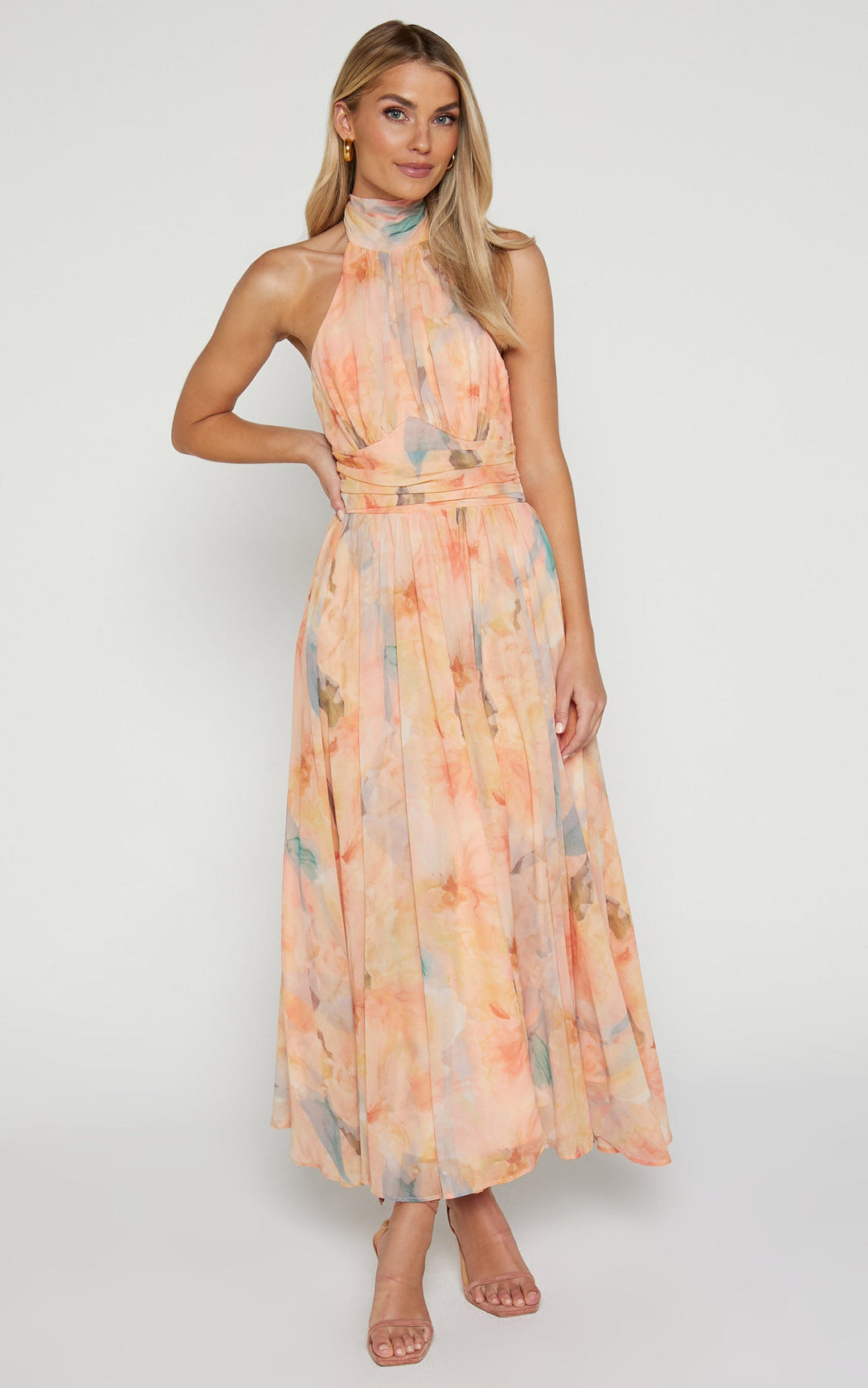 Joliene™ | Maxiabito con Scollo all'Americana e Motivo Acquerello
