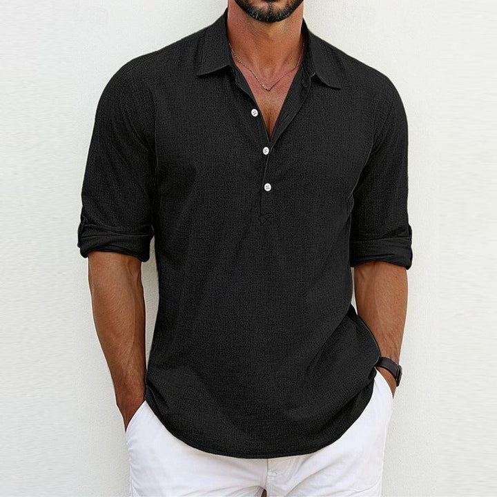 Camicia Button-Up Casual da Uomo in Lino Traspirante
