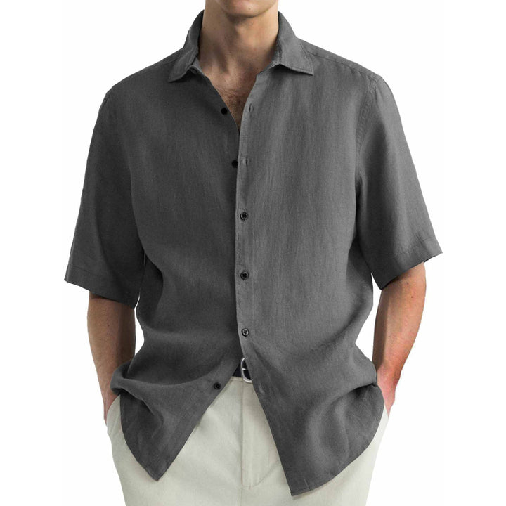 Camicia a maniche corte in cotone lavato per uomo, casual e confortevole