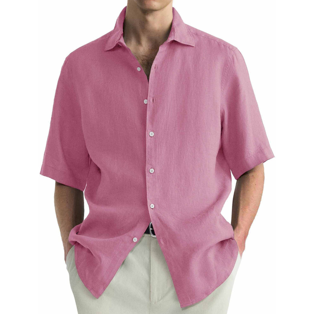 Camicia a maniche corte in cotone lavato per uomo, casual e confortevole