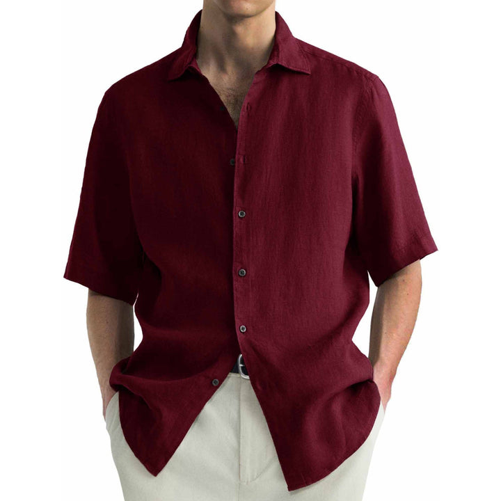 Camicia a maniche corte in cotone lavato per uomo, casual e confortevole