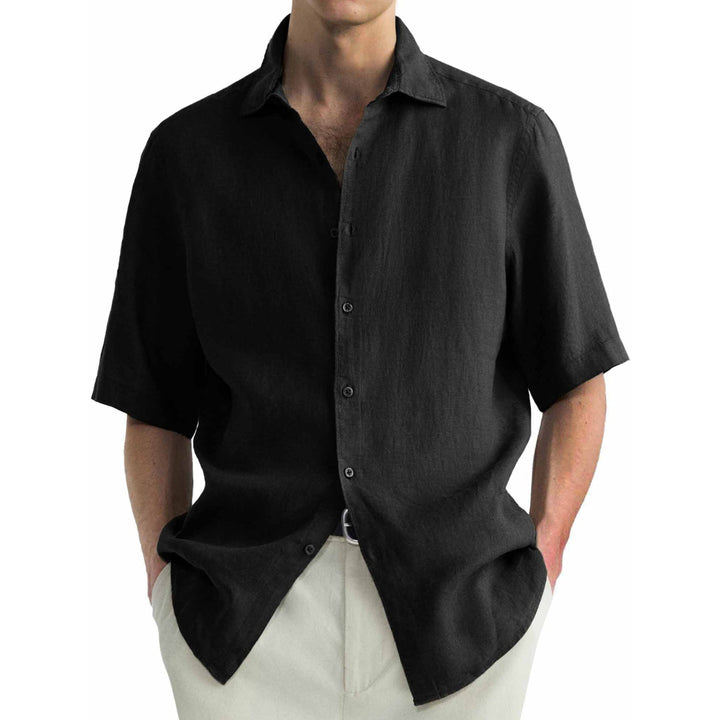 Camicia a maniche corte in cotone lavato per uomo, casual e confortevole