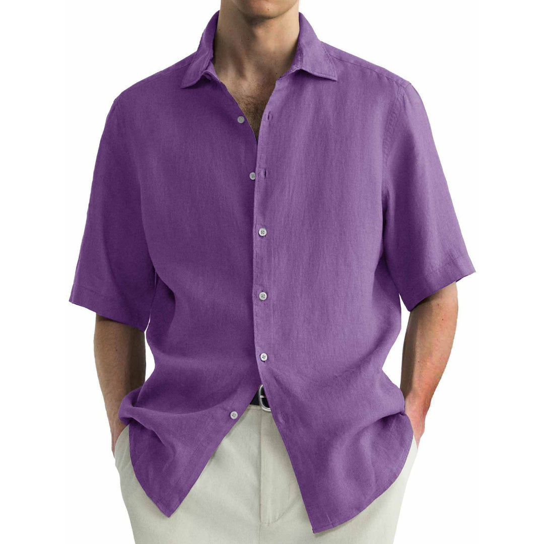 Camicia a maniche corte in cotone lavato per uomo, casual e confortevole