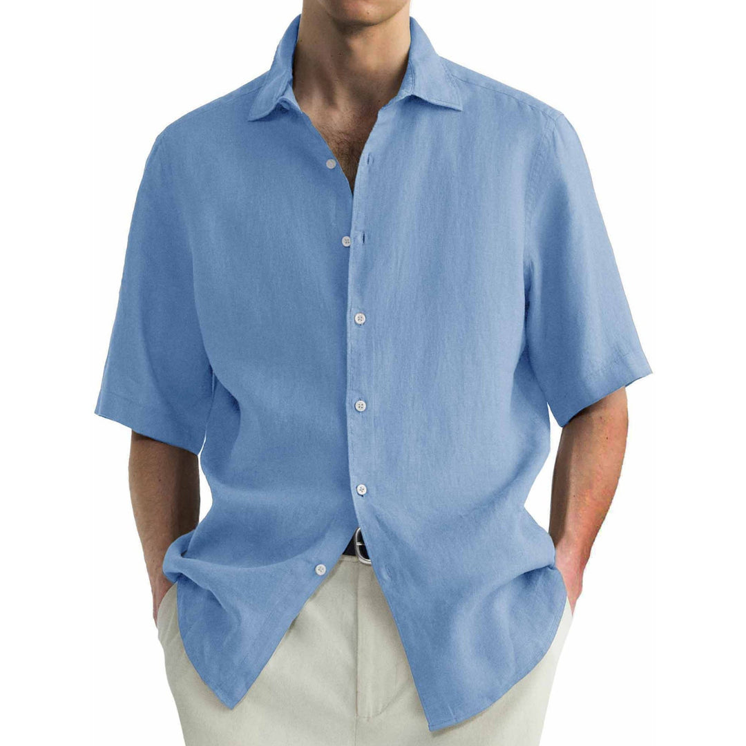 Camicia a maniche corte in cotone lavato per uomo, casual e confortevole