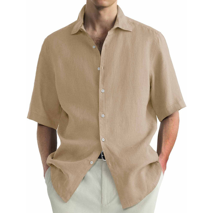 Camicia a maniche corte in cotone lavato per uomo, casual e confortevole