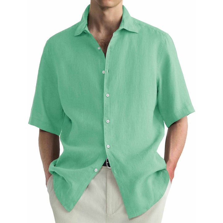 Camicia a maniche corte in cotone lavato per uomo, casual e confortevole