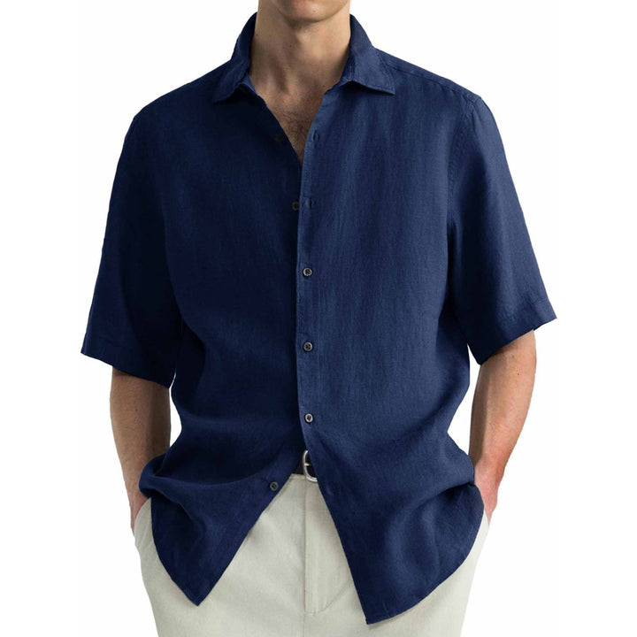 Camicia a maniche corte in cotone lavato per uomo, casual e confortevole