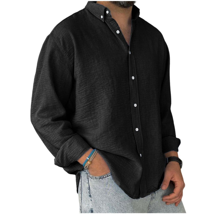 Camicia in Lino a Maniche Lunghe Casual da Uomo
