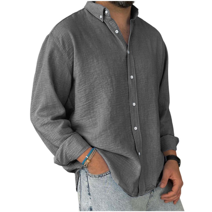Camicia in Lino a Maniche Lunghe Casual da Uomo
