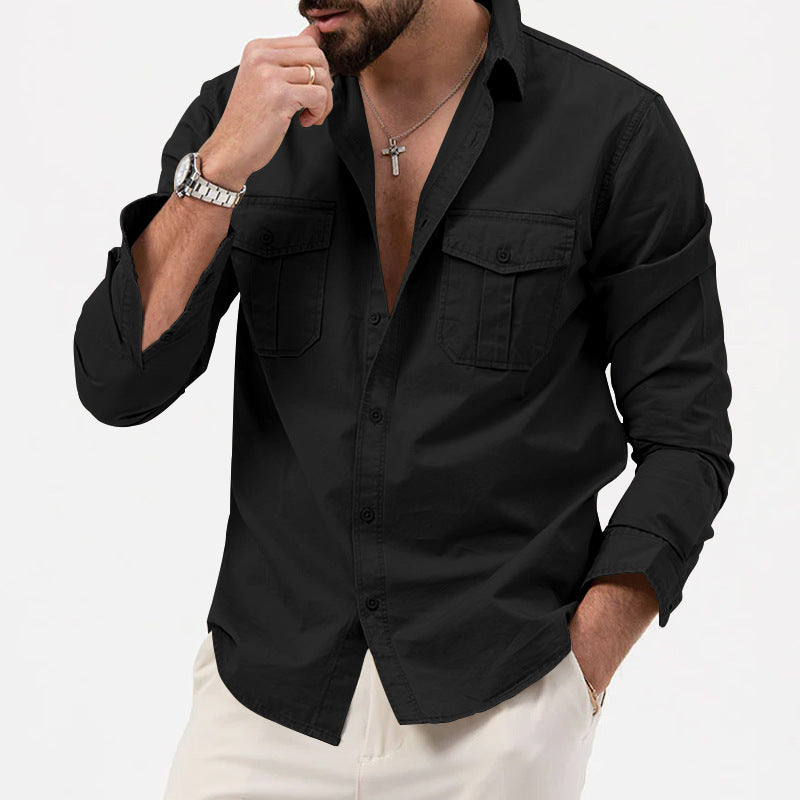 Camicia da Uomo Classica con Tasche Utili