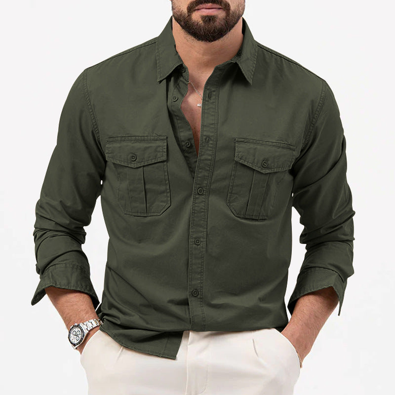 Camicia da Uomo Classica con Tasche Utili
