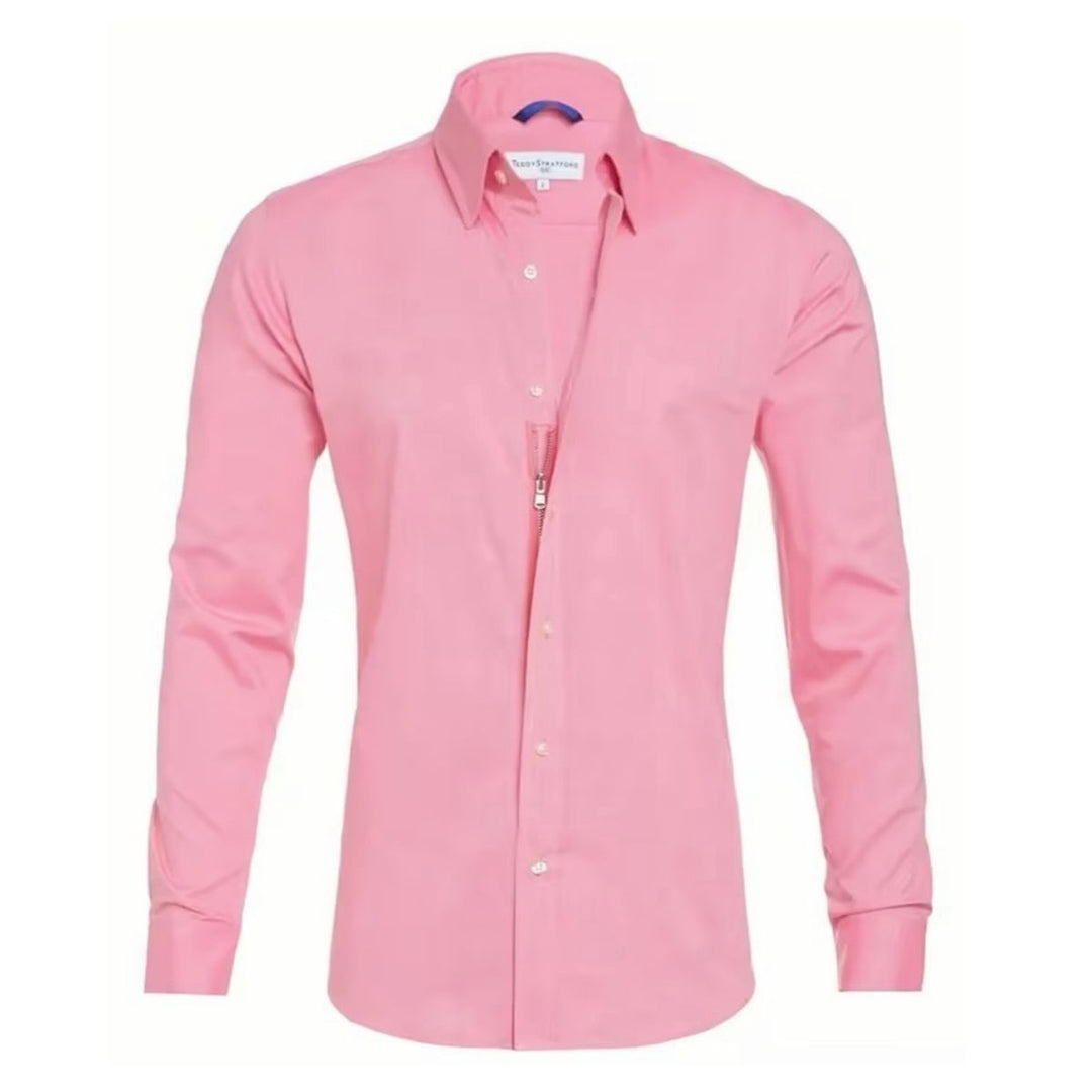 Camicia da uomo con zip nascosta e stretch