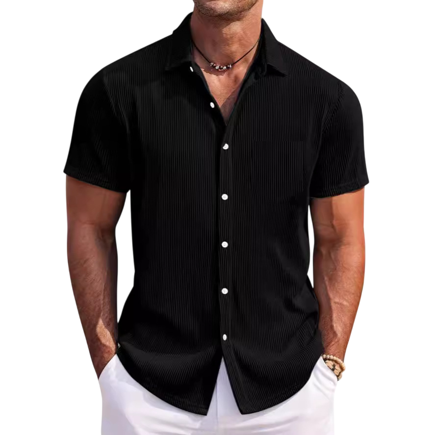 Camicia a maniche corte leggera a coste per uomo