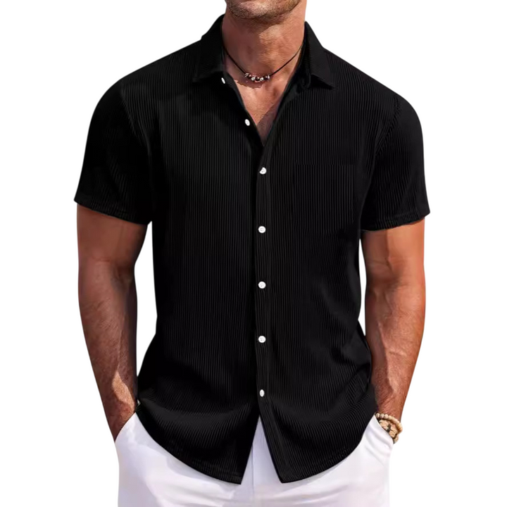 Camicia a maniche corte leggera a coste per uomo
