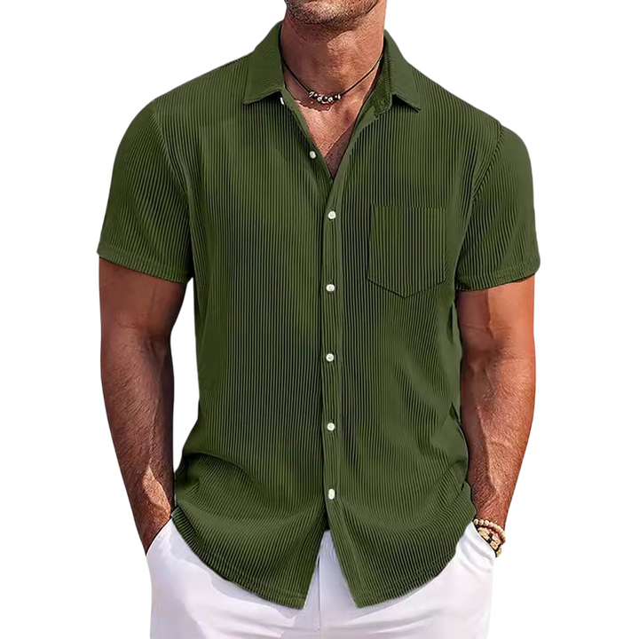 Camicia a maniche corte leggera a coste per uomo