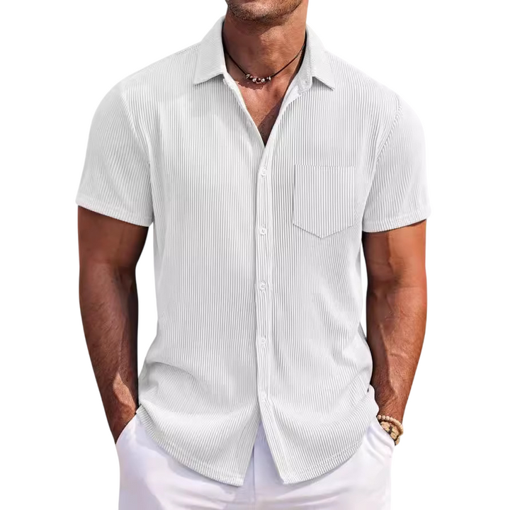 Camicia a maniche corte leggera a coste per uomo