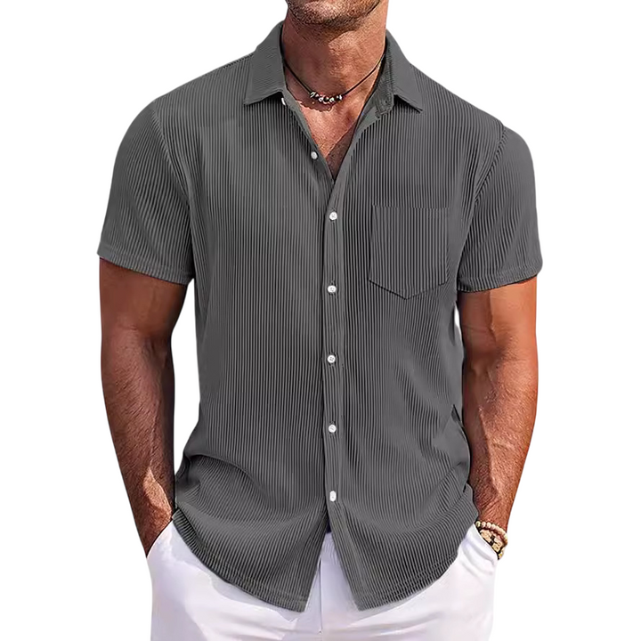 Camicia a maniche corte leggera a coste per uomo