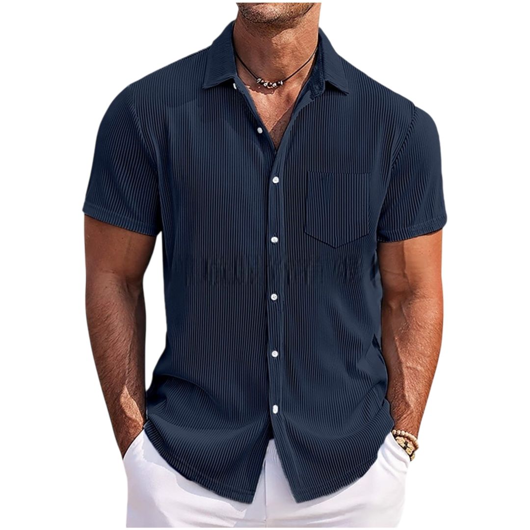 Camicia a maniche corte leggera a coste per uomo