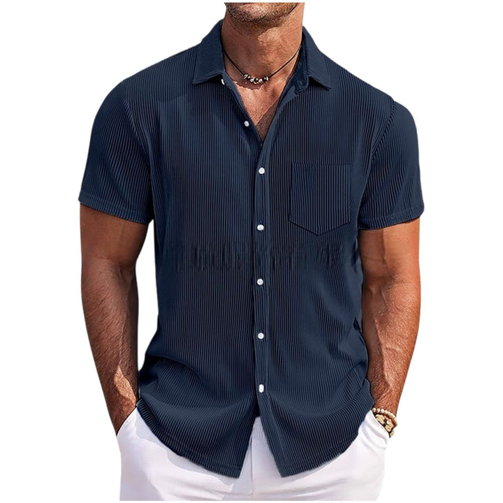 Camicia a maniche corte leggera a coste per uomo