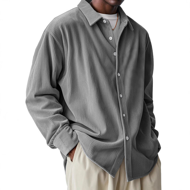 Camicia Leggera a Maniche Lunghe con Pieghe per Uomo