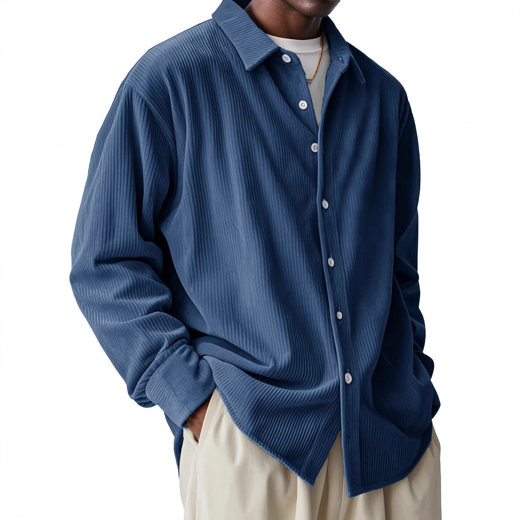 Camicia Leggera a Maniche Lunghe con Pieghe per Uomo