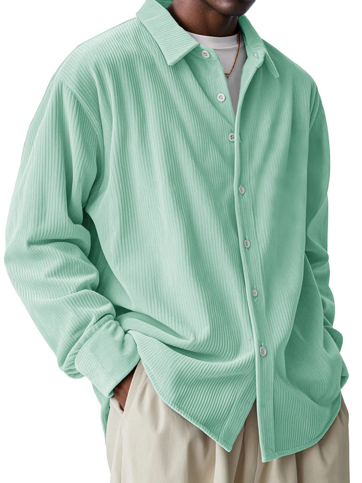 Camicia Leggera a Maniche Lunghe con Pieghe per Uomo