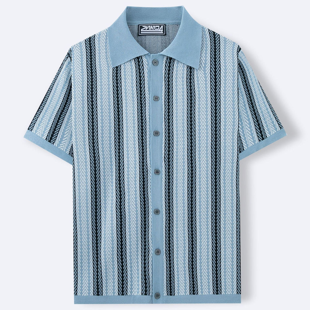 Camicia a Maglia Button-Up da Uomo in Stile Retro