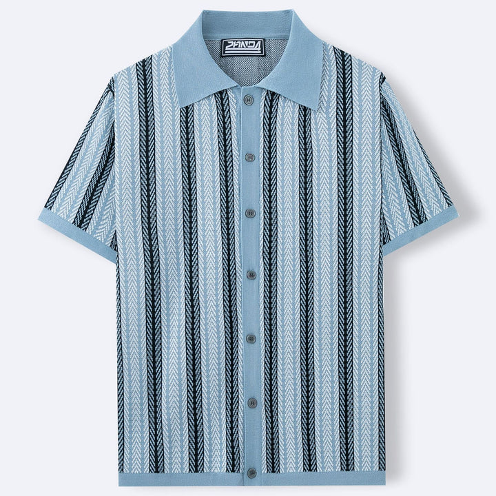 Camicia a Maglia Button-Up da Uomo in Stile Retro