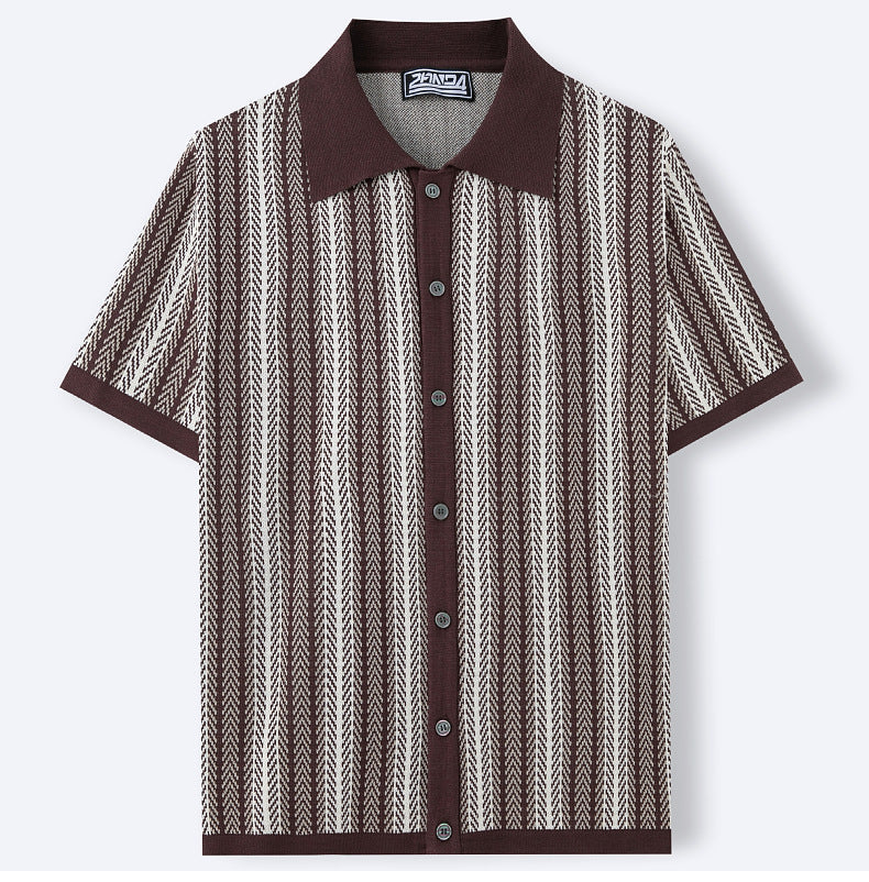Camicia a Maglia Button-Up da Uomo in Stile Retro