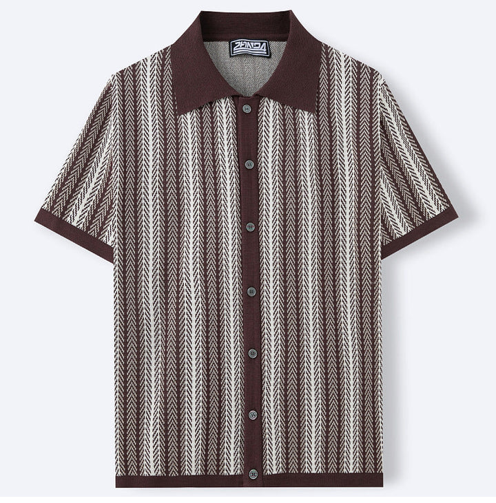 Camicia a Maglia Button-Up da Uomo in Stile Retro