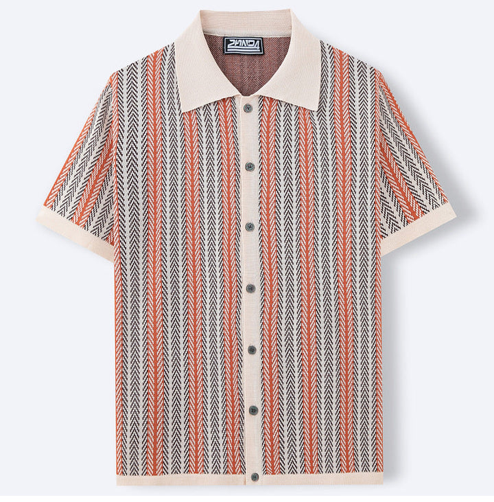 Camicia a Maglia Button-Up da Uomo in Stile Retro