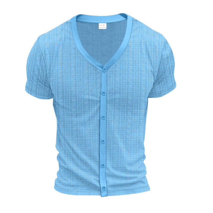 T-Shirt Henley V-Neck Elegante da Uomo