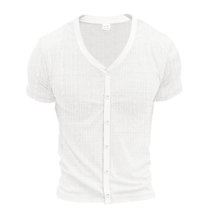 T-Shirt Henley V-Neck Elegante da Uomo