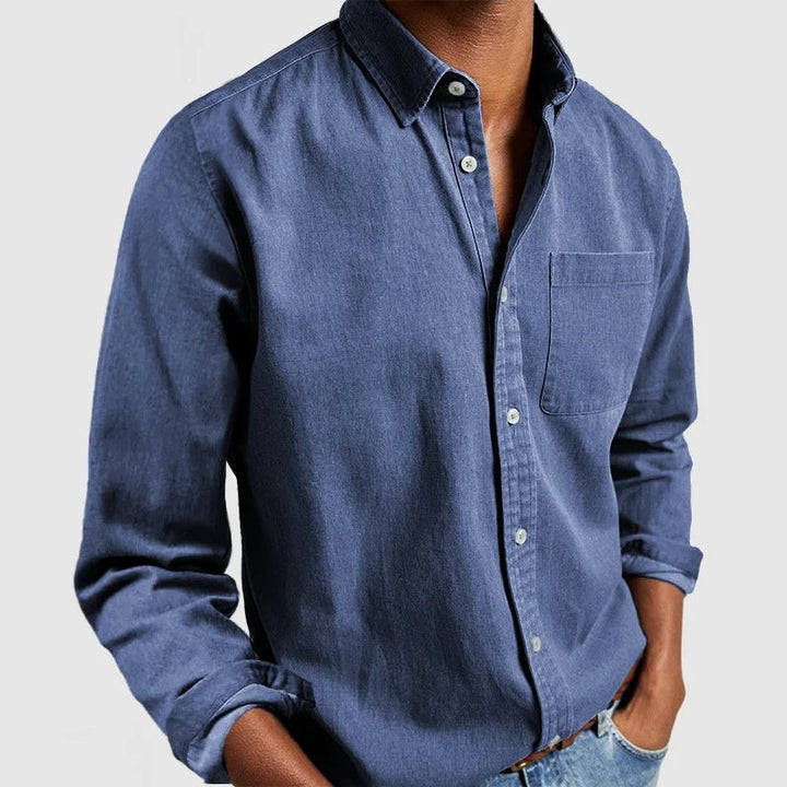 Camicia Button-Up in Cotone Puro Vintage-Washed da Uomo