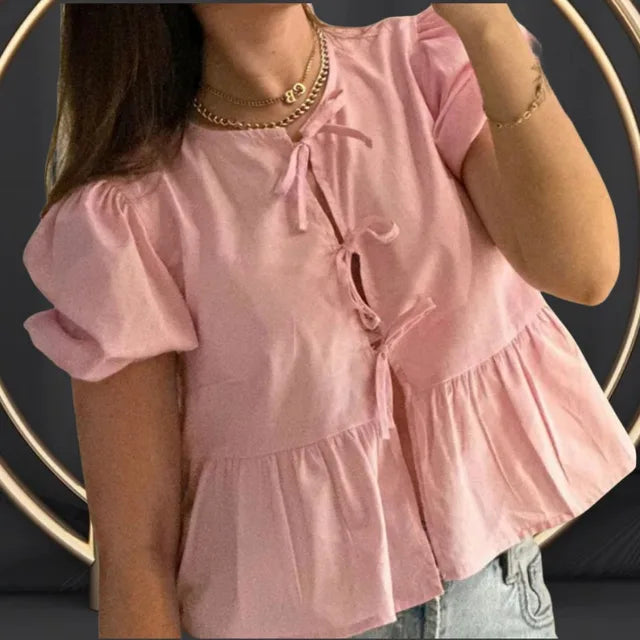 Rosa™ | Blusa Trendy con Stampa Leopardata e Maniche Voluminose