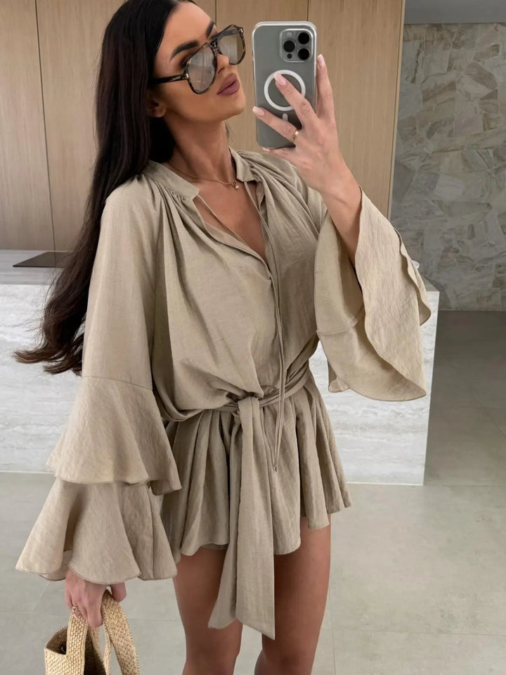 Dina™ | Leggero Abito Camicia con Cintura
