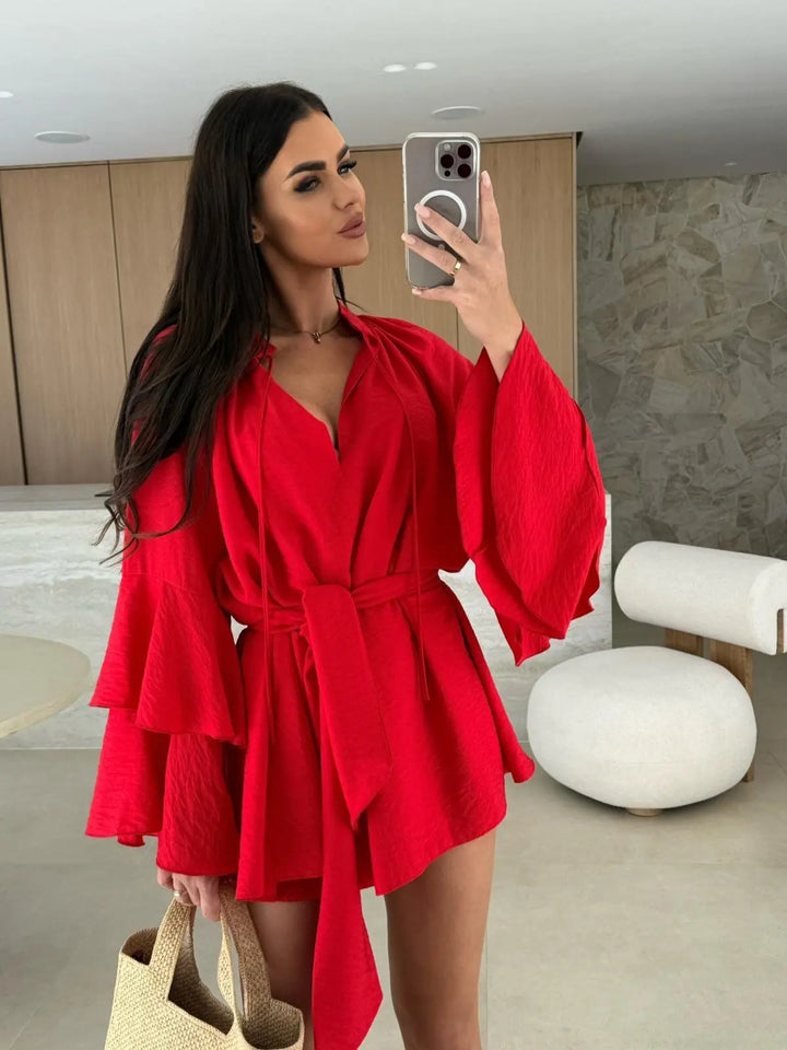Dina™ | Leggero Abito Camicia con Cintura