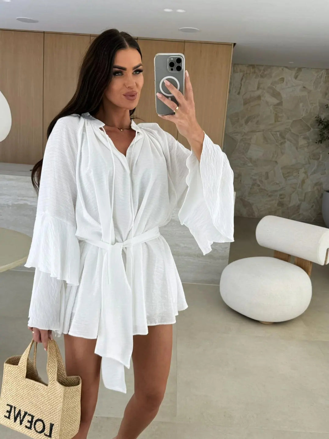 Dina™ | Leggero Abito Camicia con Cintura