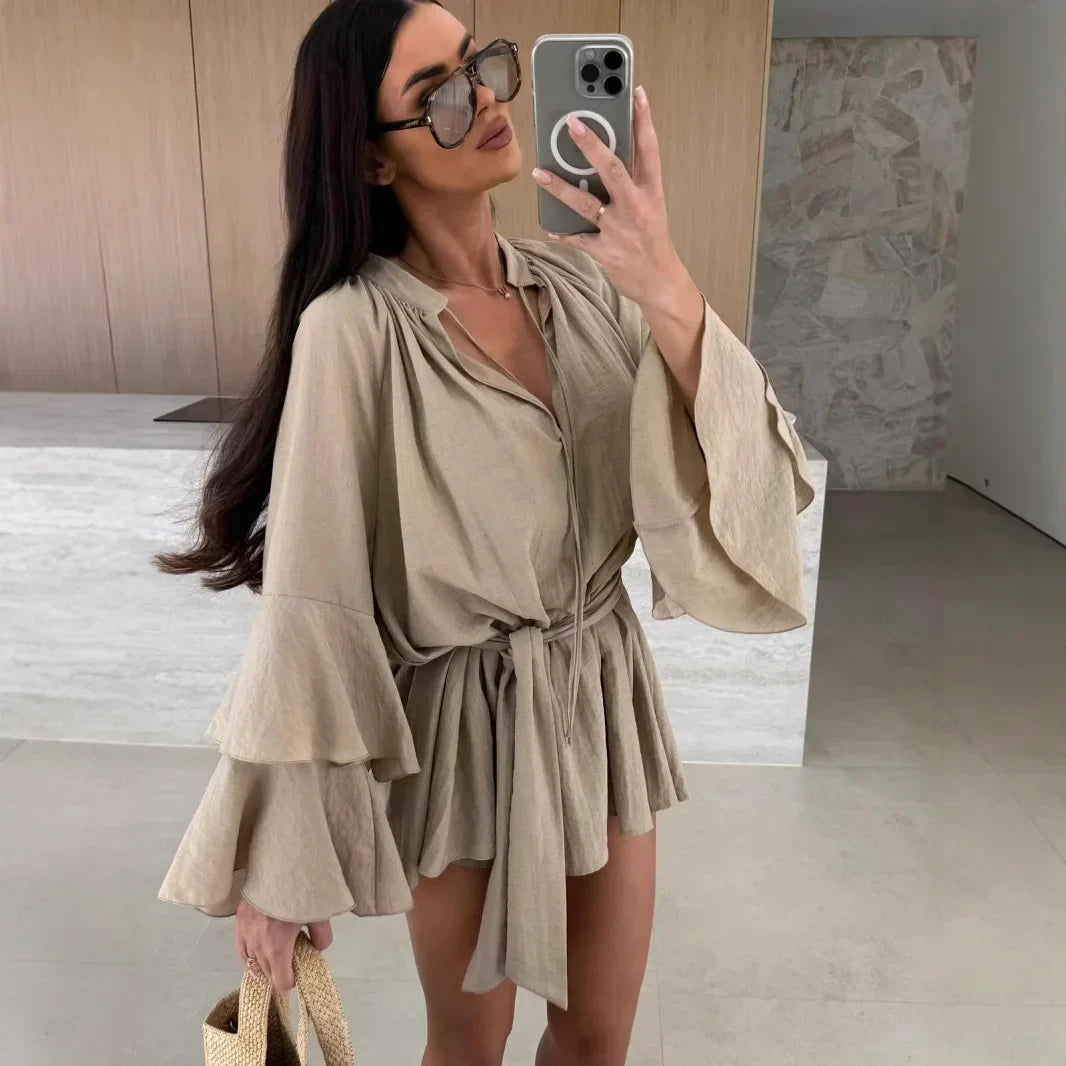 Dina™ | Leggero Abito Camicia con Cintura