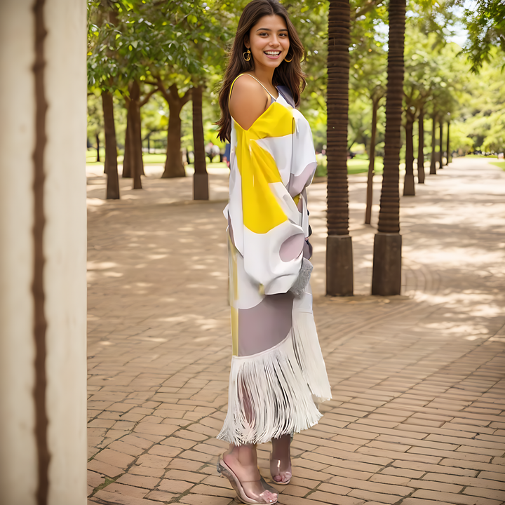 Talia™ | Abito in Raso con Maniche a Sbuffo