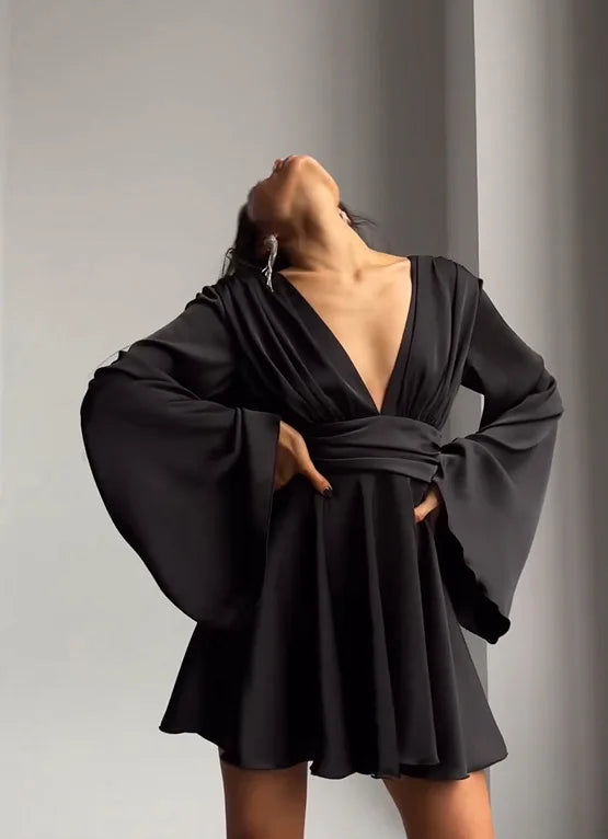 Darla™ | Abito In Raso Con Maniche Voluminose