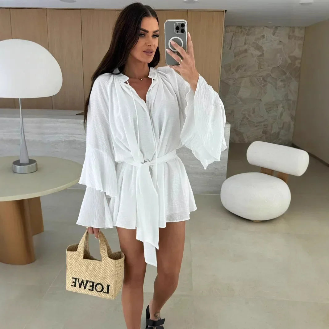 Dina™ | Leggero Abito Camicia con Cintura