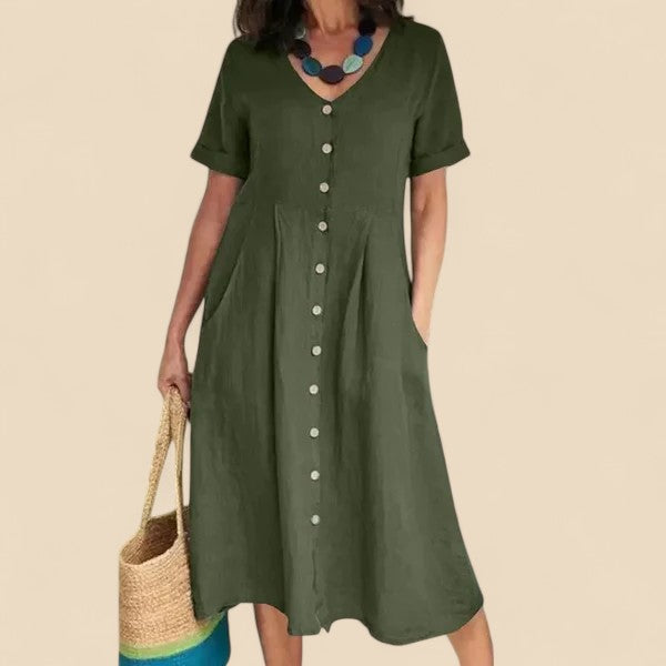 Vivienne™ | Abito in Cotone a Maniche Corte