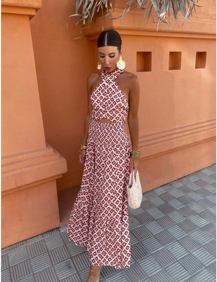 Mickay™ | Elegante Abito Midi con Spalle Scoperte e Dettagli Arricciati