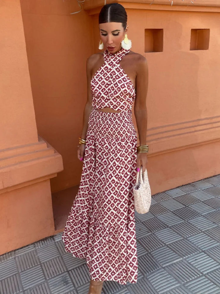 Mickay™ | Elegante Abito Midi con Spalle Scoperte e Dettagli Arricciati