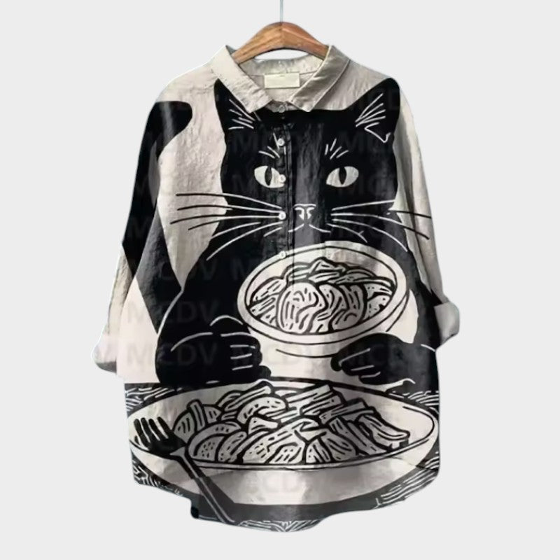 VIVIANA™ | Blusa Oversize con Stampa di Gatti