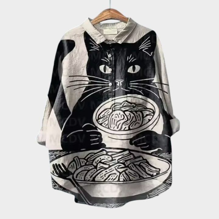 VIVIANA™ | Blusa Oversize con Stampa di Gatti