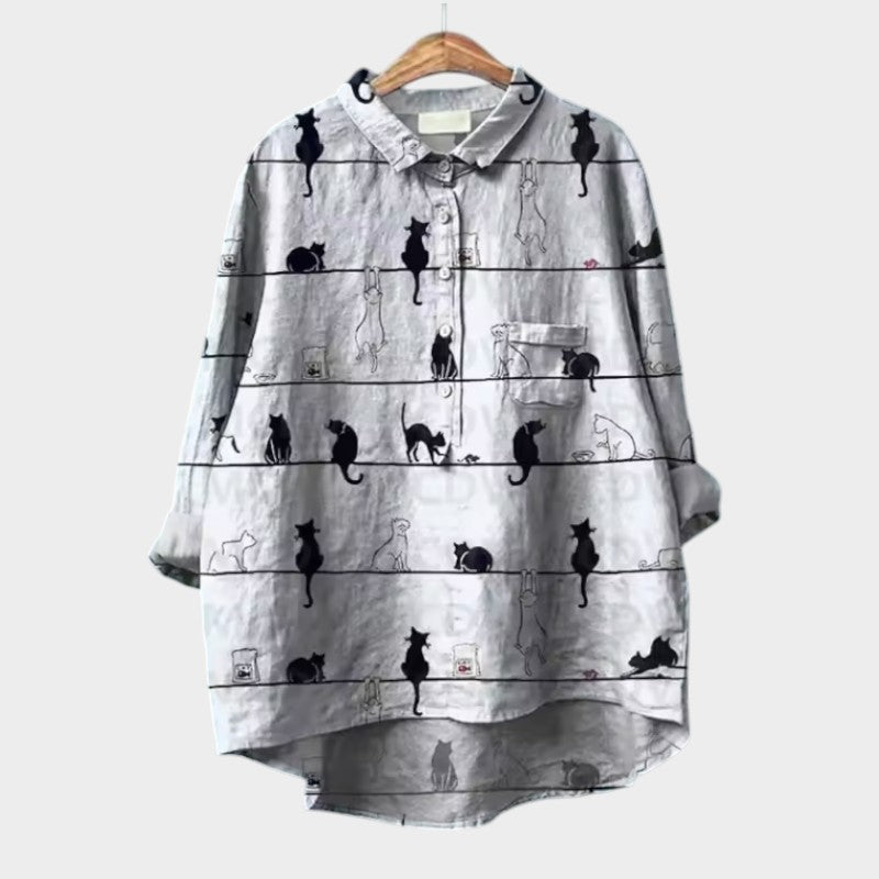 VIVIANA™ | Blusa Oversize con Stampa di Gatti