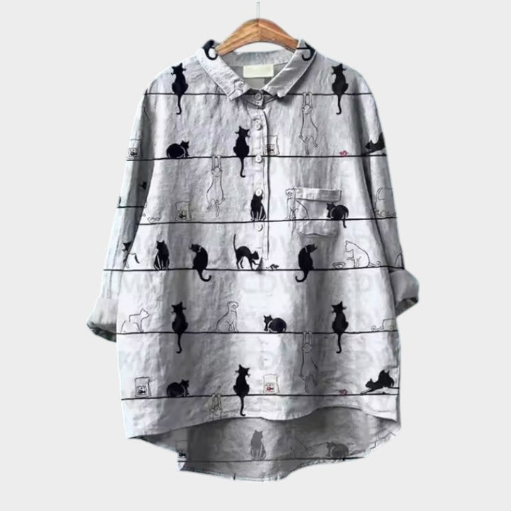 VIVIANA™ | Blusa Oversize con Stampa di Gatti